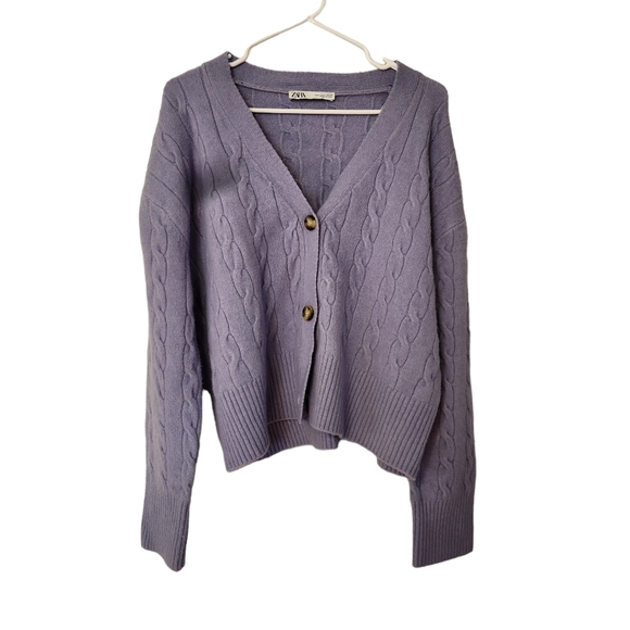 Zara Sweaters - Zara Women's Purple Knit Button Up Cardigan Size Large Bloggers Favorite